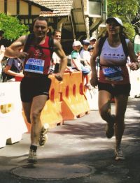 David (& friend Megan) approach the finish line