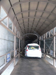 our car on the train