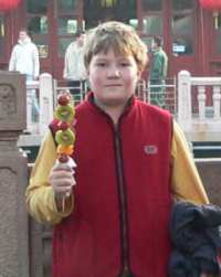 Joshua with 'Fruit on a Stick'